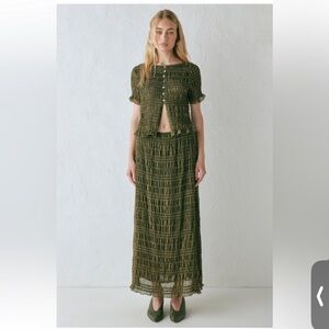 Elegant Olive Green Skirt Set